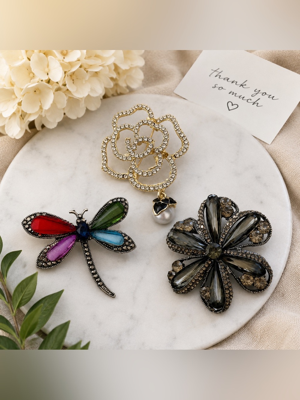 Vintage Brooch Lot Rhinestone Flower Dragonfly Floral Pins Gold Tone Statement